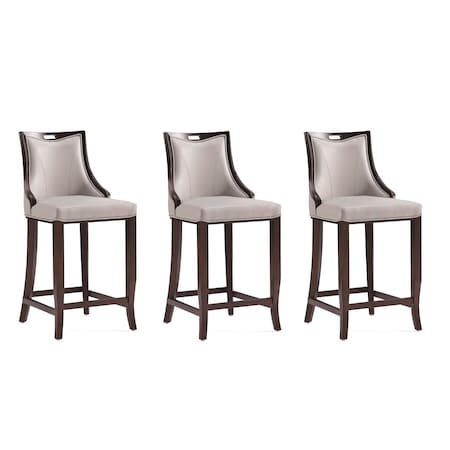 Manhattan Comfort Emperor Faux Leather Barstool in Light Grey- Set of 3 3-BS008-LG